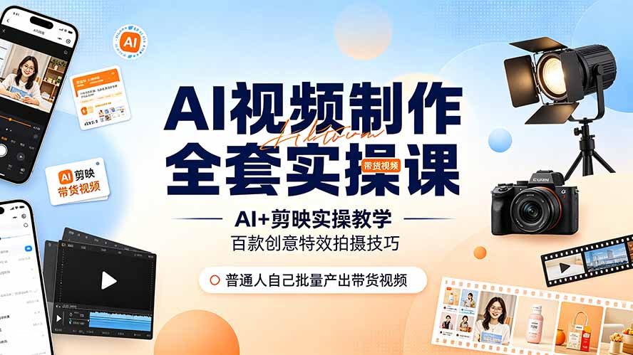 AI视频制作全套实操课，多款AI工具搭配剪映教学，百种特效运镜拍摄实操，抖音账号带货运营全覆盖-2ripyou