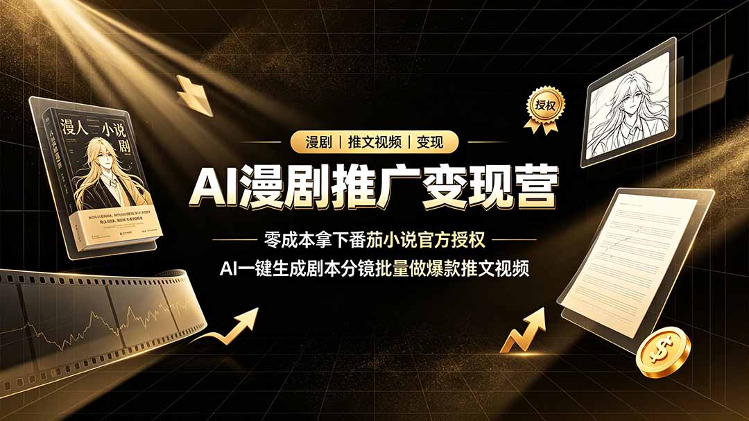 AI漫剧推广变现营，零成本拿下番茄小说官方授权，AI一键生成剧本分镜批量做爆款推文视频-2ripyou