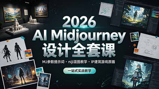 2026 AI Midjourney设计全套课，MJ参数提示词niji混图教学，IP建筑游戏原画一站式实战教学-2ripyou