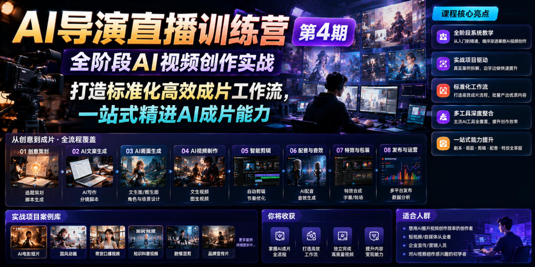 AI导演直播训练营第4期｜全阶段AI视频创作实战，打造标准化高效成片工作流，一站式精进AI成片能力-2ripyou