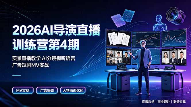 2026AI导演直播训练营第4期，实景直播教学AI分镜视听语言，广告短剧MV实战，解决人物画面崩坏痛点-2ripyou