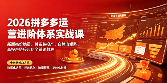 2026拼多多运营进阶体系实战课｜新版拖价稳量、付费转投产、自然流矩阵、高投产链接起店全链路教程-2ripyou