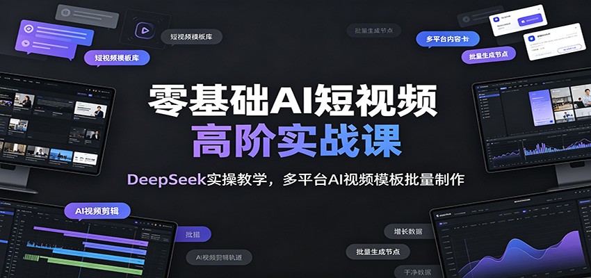 零基础AI短视频高阶实战课：DeepSeek实操教学，多平台AI视频模板批量制作-2ripyou