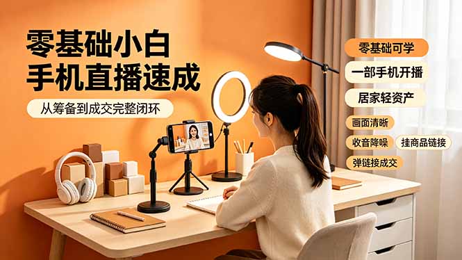 零基础小白手机直播速成，从筹备到成交完整闭环，适配苹果安卓系统，解决杂音卡顿留人难问题-2ripyou