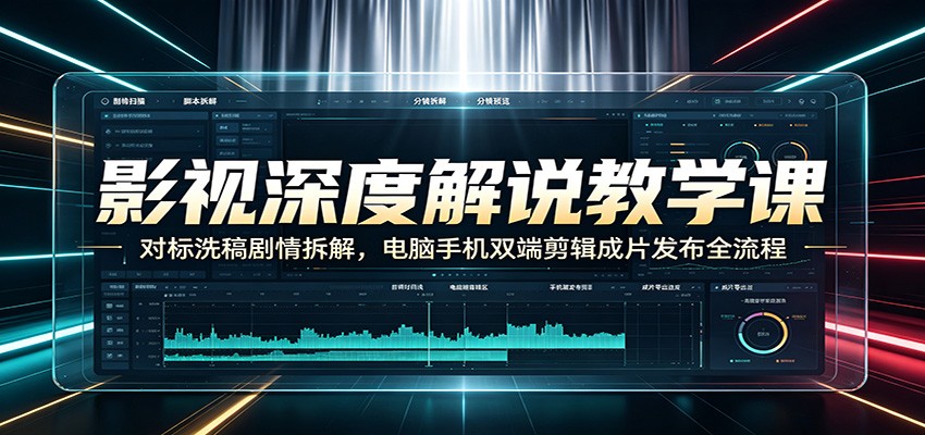 影视深度解说教学课：对标洗稿剧情拆解，电脑手机双端剪辑成片发布全流程-2ripyou
