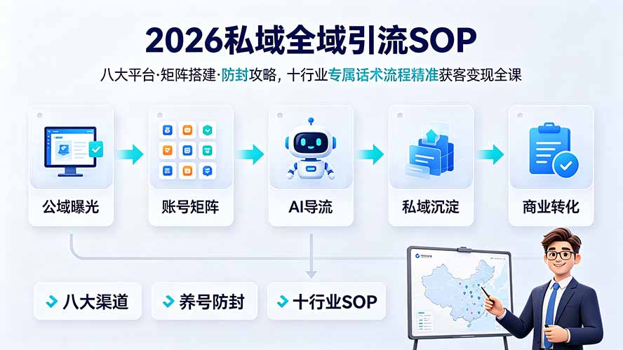 2026私域全域引流SOP｜八大平台·矩阵搭建·防封攻略，十行业专属话术流程精准获客变现全课-2ripyou