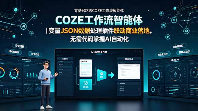 零基础吃透COZE工作流智能体｜变量JSON数据处理插件联动商业落地，无需代码掌握AI自动化-2ripyou
