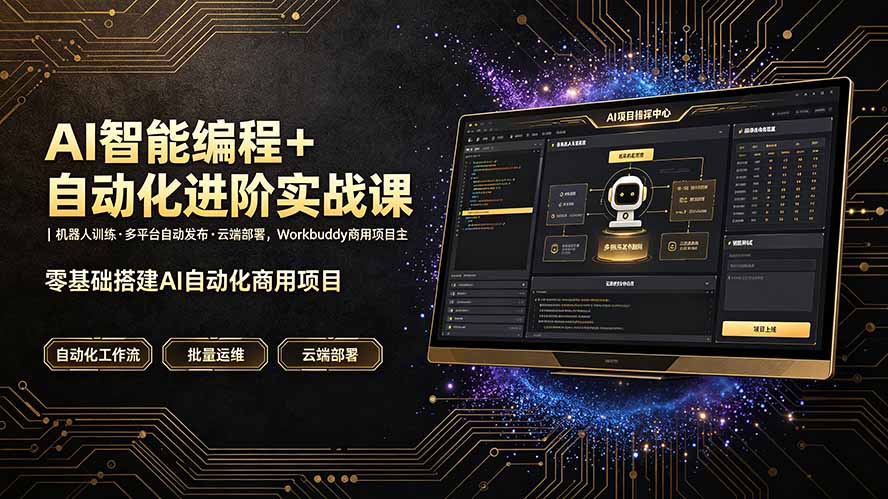 AI智能编程+自动化进阶实战课｜机器人训练·多平台自动发布·云端部署，Workbuddy商用项目全流程教学-2ripyou