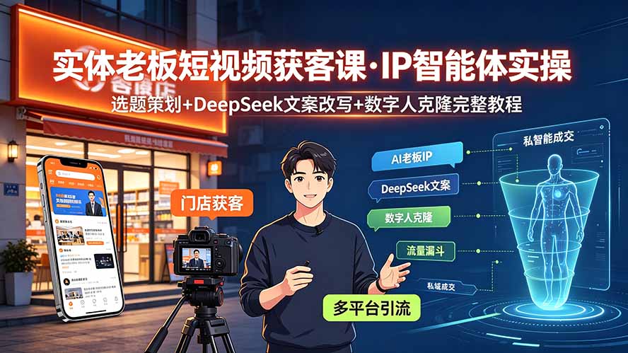 实体老板短视频获客课·IP智能体实操｜选题策划+DeepSeek文案改写+数字人克隆完整教程-2ripyou