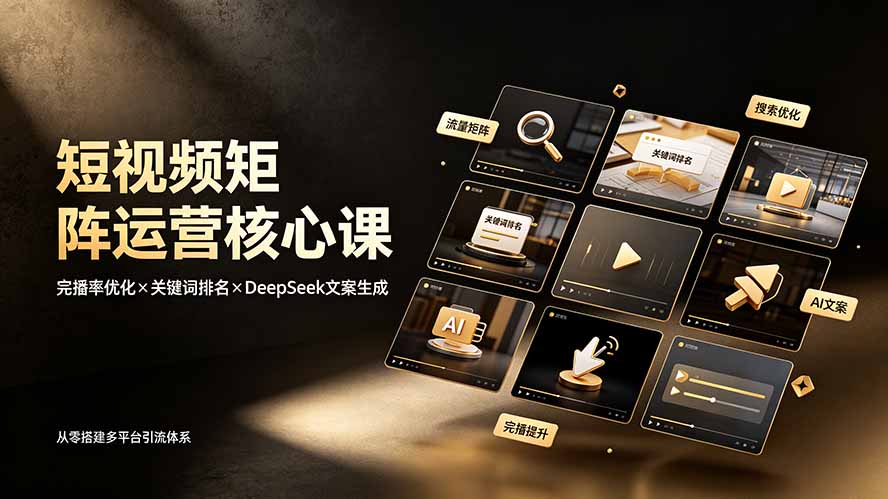 短视频矩阵运营核心课：完播率优化×关键词排名×DeepSeek文案生成，从零搭建多平台引流体系-2ripyou