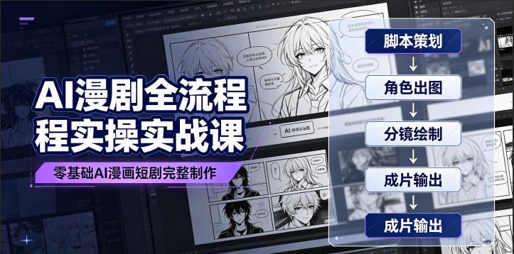 AI漫剧全流程实操实战课｜零基础AI漫画短剧完整制作、脚本出图成片全链路落地教程-2ripyou