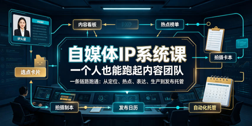 自媒体IP系统课，一个人也能跑起内容团队，一条链路跑通，从定位、热点、表达、生产到发布托管-2ripyou