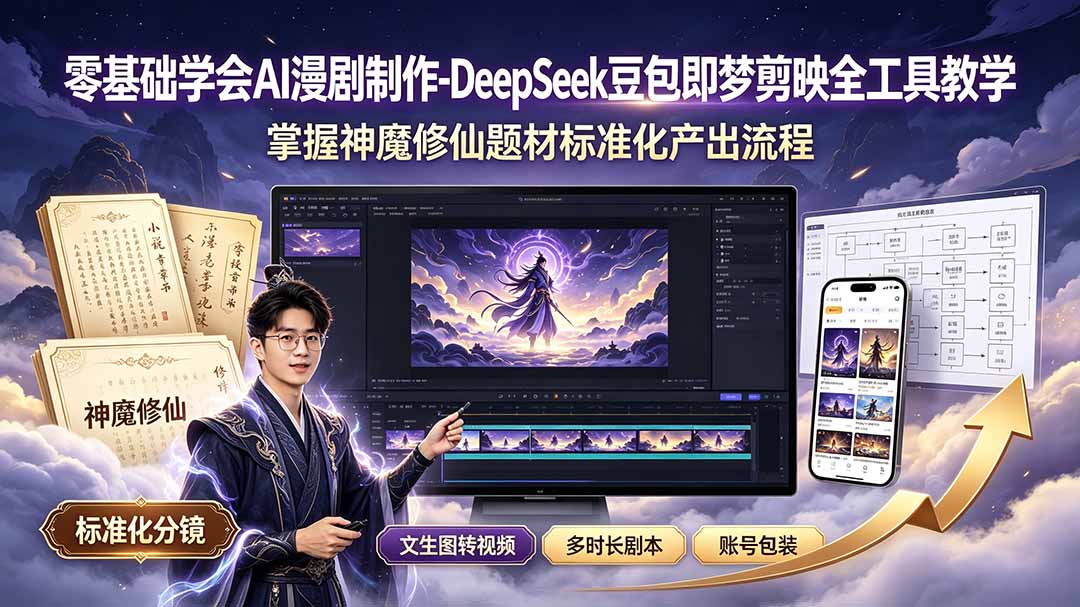 零基础学会AI漫剧制作-DeepSeek豆包即梦剪映全工具教学，掌握神魔修仙题材标准化产出流程-2ripyou