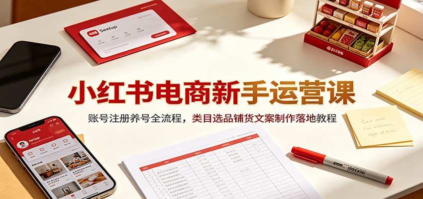 小红书电商新手运营课：账号注册养号全流程，类目选品铺货文案制作落地教程-2ripyou