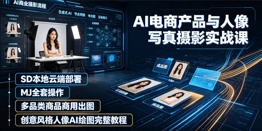 AI电商产品与人像写真摄影实战课｜SD本地云端部署、MJ全套操作、多品类商品商用出图、创意风格人像AI绘图完整教程-2ripyou