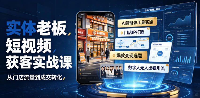实体老板短视频获客实战课｜AI智能体工具全套实操、门店IP打造、爆款变现选题、数字人无人出镜引流完整教程-2ripyou