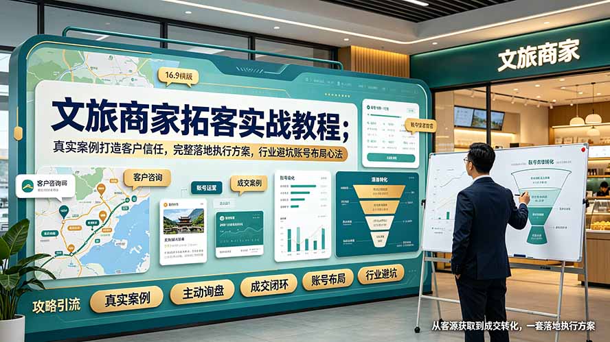 文旅商家拓客实战教程；真实案例打造客户信任，完整落地执行方案，行业避坑账号布局心法-2ripyou