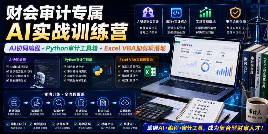 财会审计专属AI实战训练营|AI协同编程+Python审计工具箱+Excel VBA加载项落地(更新0710)