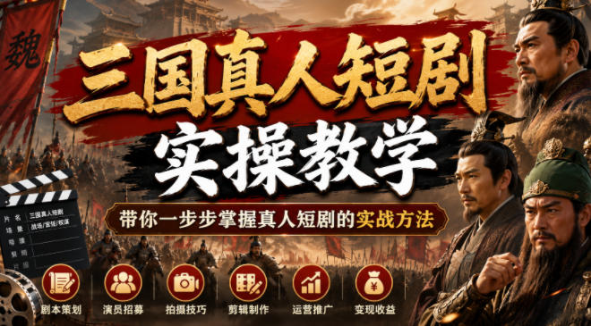 三国真人短剧实操教学，带你一步步掌握真人短剧的实战方法-2ripyou
