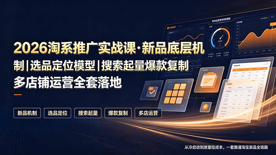 2026淘系推广实战课·新品底层机制｜选品定位模型｜搜索起量爆款复制多店铺运营全套落地教程-2ripyou