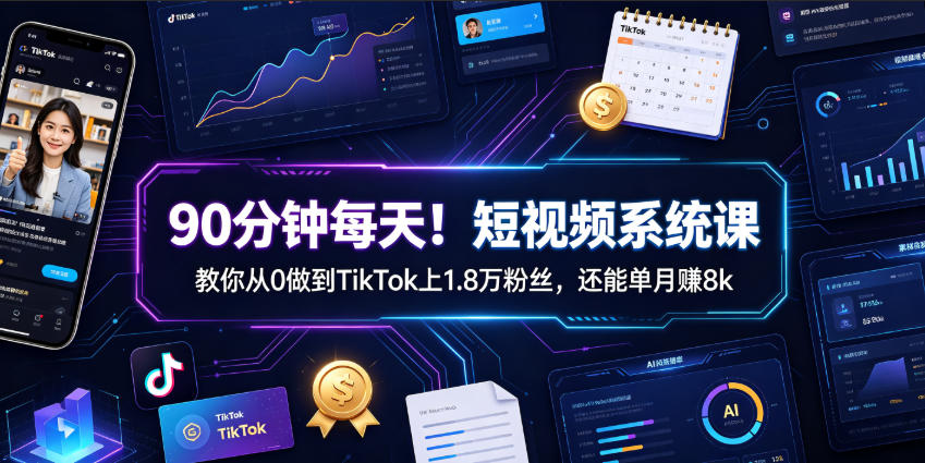 90分钟每天！短视频系统课教你从0做到TikTok上1.8万粉丝，还能单月賺8k【原创双语字幕】-2ripyou