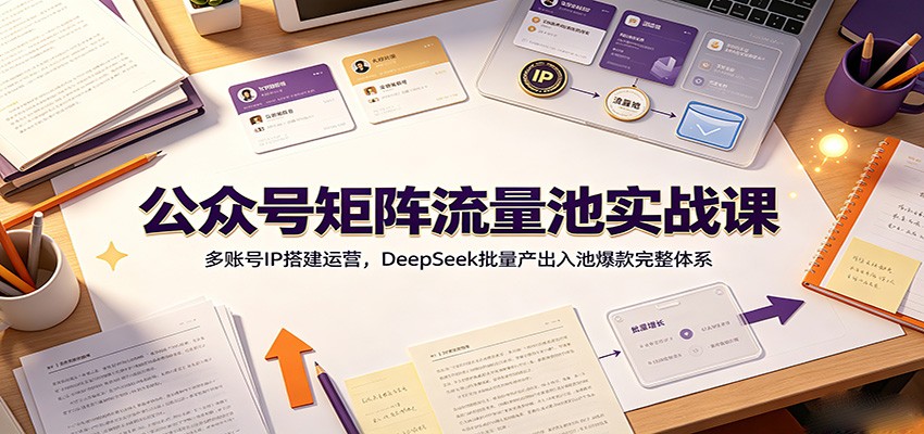 公众号矩阵流量池实战课：多账号IP搭建运营，DeepSeek批量产出入池爆款完整体系-2ripyou