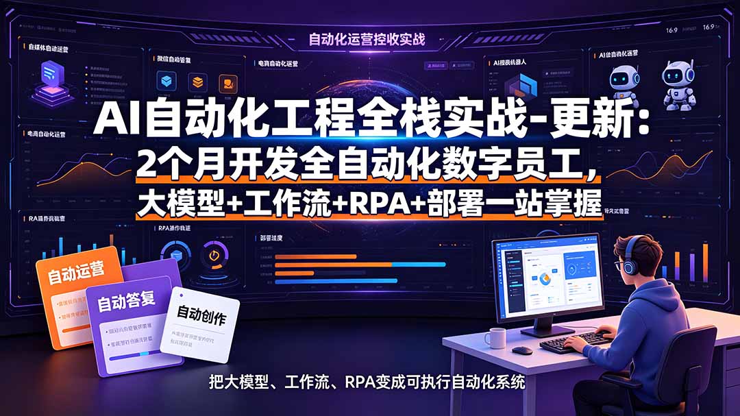 AI自动化工程全栈实战-更新：2个月开发全自动化数字员工，大模型+工作流+RPA+部署一站式掌握-2ripyou