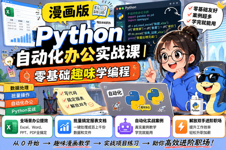 漫画版Python自动化办公实战课｜零基础趣味学编程，全场景办公提效、批量搞定报表文档、解放双手进阶职场-2ripyou