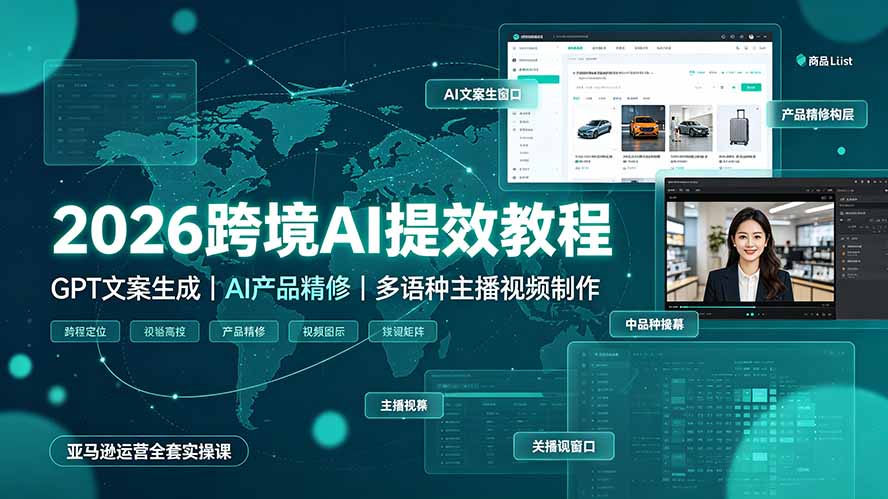 2026跨境AI提效教程·GPT文案生成｜AI产品精修｜多语种主播视频制作，亚马逊运营全套实操课-2ripyou