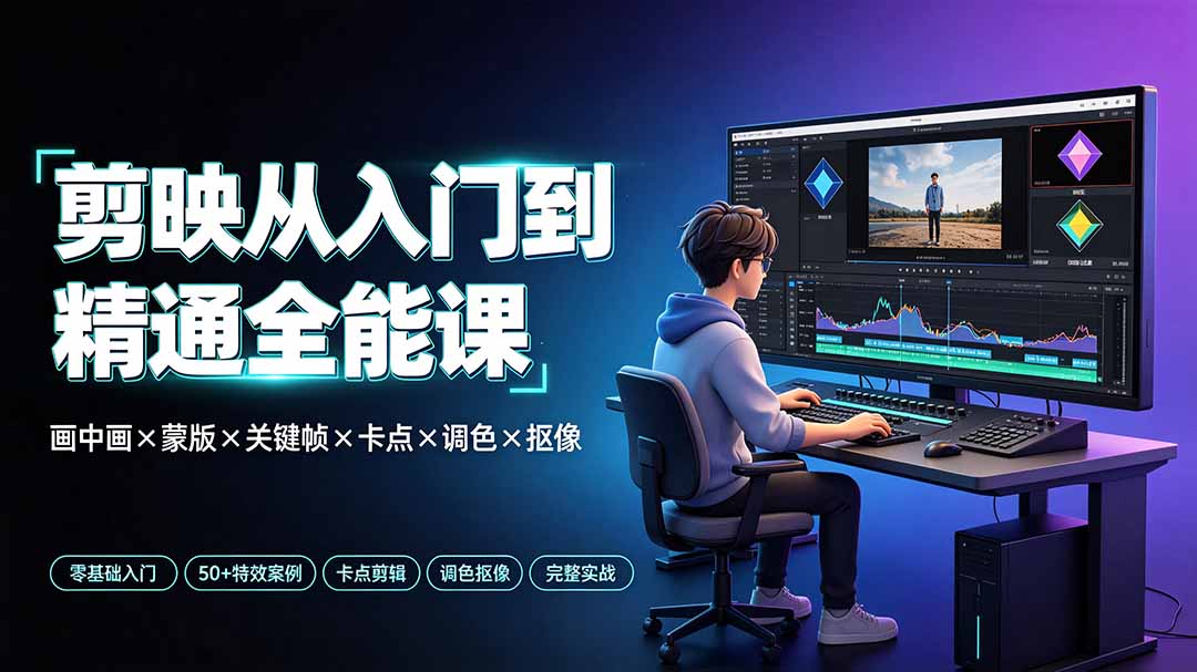 剪映从入门到精通全能课：画中画×蒙版×关键帧×卡点×调色×抠像，一站式掌握剪辑核心技能-2ripyou