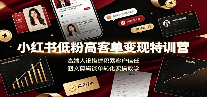 小红书低粉高客单变现特训营：高端人设搭建积累客户信任，图文剪辑谈单转化实操教学-2ripyou