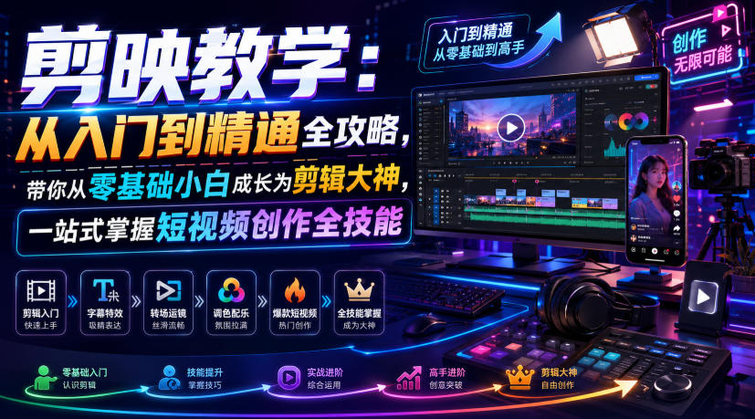 剪映教学：从入门到精通全攻略，带你从零基础小白成长为剪辑大神，一站式掌握短视频创作全技能-2ripyou
