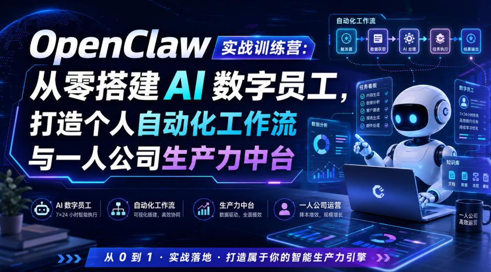 OpenClaw实战训练营：从零搭建AI数字员工，打造个人自动化工作流与一人公司生产力中台-2ripyou