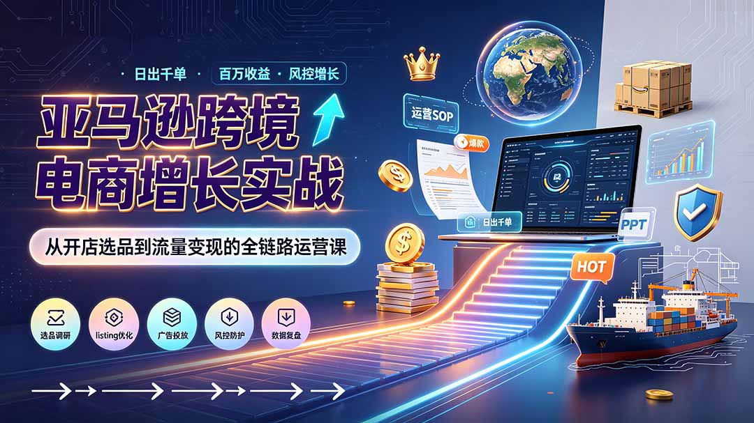 亚马逊0-1孵化特训营8期：从注册风控到稳定日出千单实战，规避审核封店风险，标准化执行流程落地-2ripyou