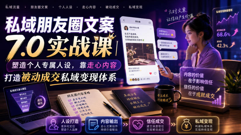 私域朋友圈文案7.0实战课｜塑造个人专属人设，靠走心内容打造被动成交私域变现体系-2ripyou