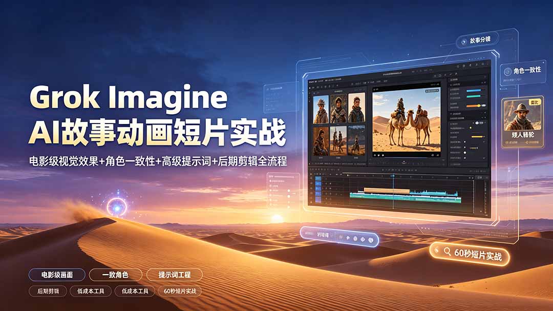Grok Imagine AI故事动画短片实战：电影级视觉效果+角色一致性+高级提示词+后期剪辑全流程-2ripyou