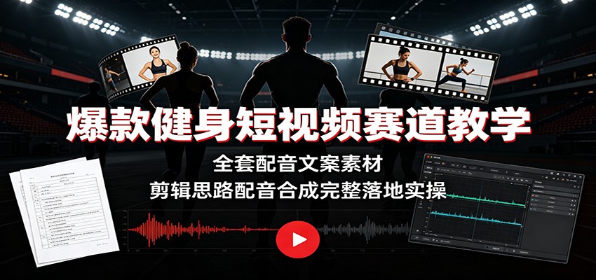 爆款健身短视频赛道教学：全套配音文案素材，剪辑思路配音合成完整落地实操-2ripyou