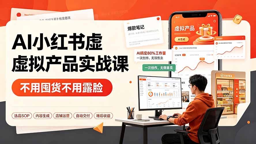 AI小红书虚拟产品实战课-更新：不用囤货不用露脸，AI搞定80%工作量，一次创作无限售卖睡后收益-2ripyou