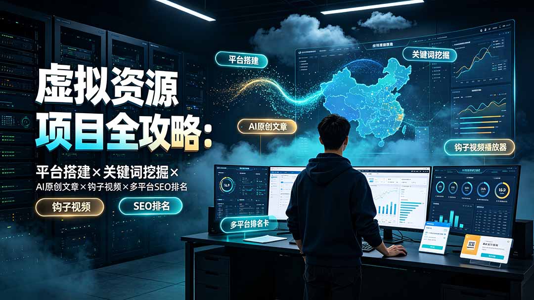 虚拟资源项目全攻略：平台搭建×关键词挖掘×AI原创文章×钩子视频×多平台SEO排名-2ripyou