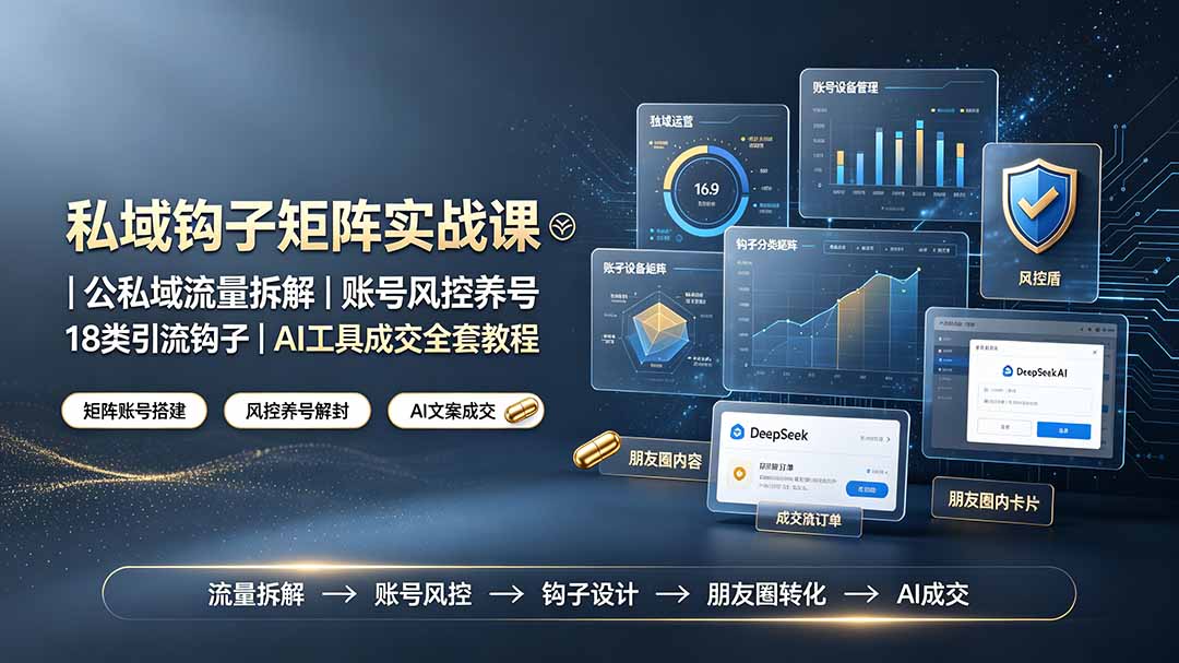 私域钩子矩阵实战课〓公私域流量拆解｜账号风控养号｜18类引流钩子｜AI工具成交全套教程-2ripyou