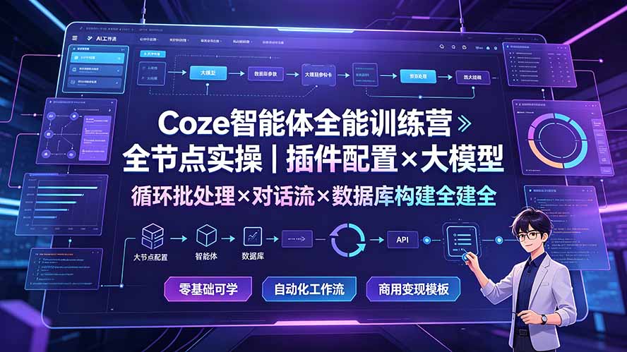 Coze智能体全能训练营：全节点实操｜插件配置×大模型×循环批处理×对话流×数据库构建全教学-2ripyou