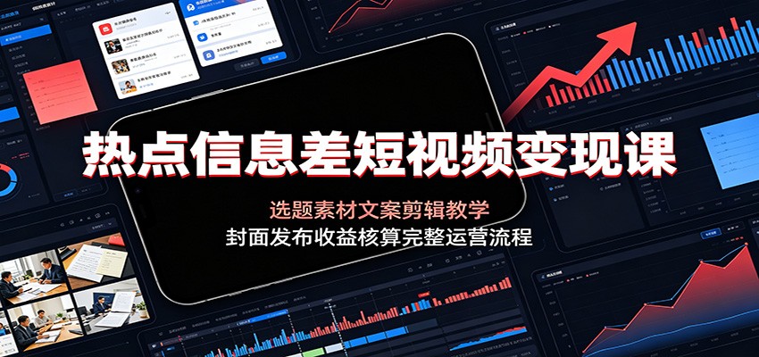 热点信息差短视频变现课：选题素材文案剪辑教学，封面发布收益核算完整运营流程-2ripyou