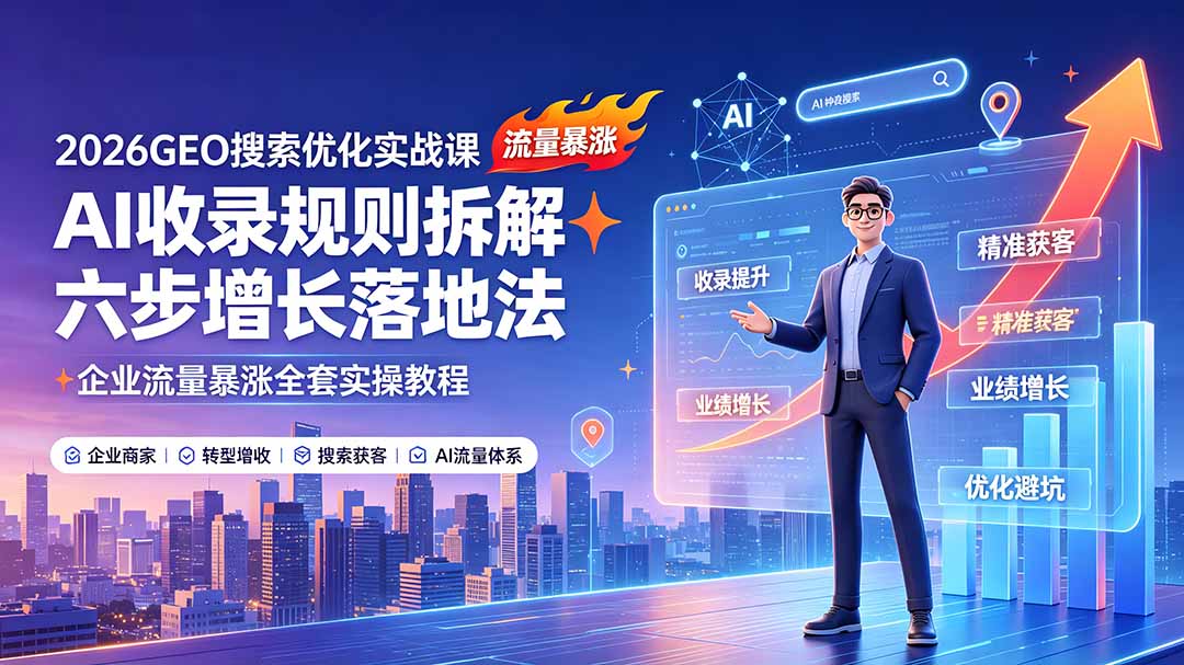 2026GEO搜索优化实战课：AI收录规则拆解｜六步增长落地法｜企业流量暴涨全套实操教程-2ripyou