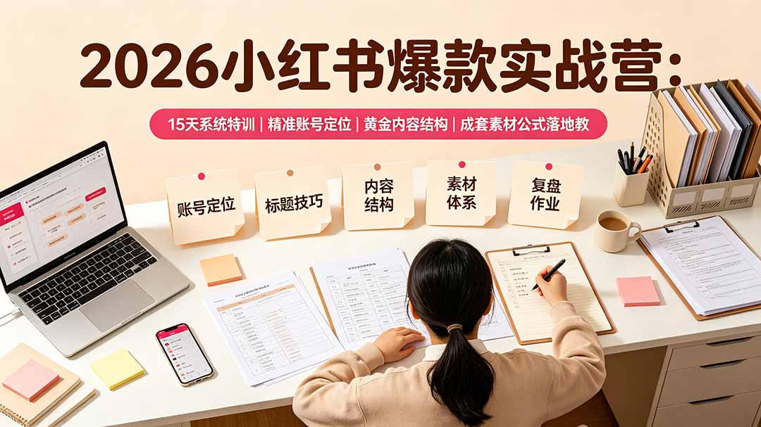 2026小红书爆款实战营：15天系统特训｜精准账号定位｜黄金内容结构｜成套素材公式落地教程-2ripyou
