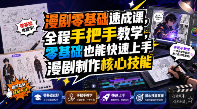 漫剧零基础速成课，全程手把手教学，零基础也能快速上手漫剧制作核心技能-2ripyou