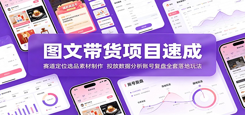 图文带货项目速成：赛道定位选品素材制作，投放数据分析账号复盘全套落地玩法-2ripyou