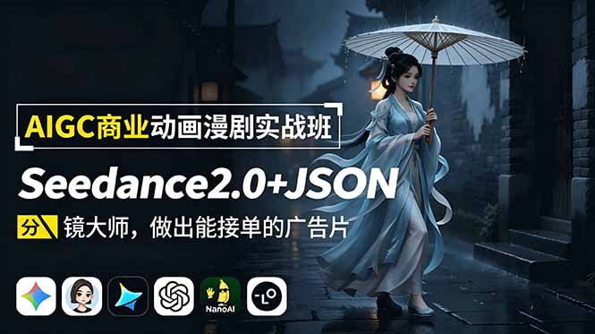 AIGC商业动画漫剧实战班-更新：Seedance2.0+JSON分镜大师，做出能接单的广告片-2ripyou