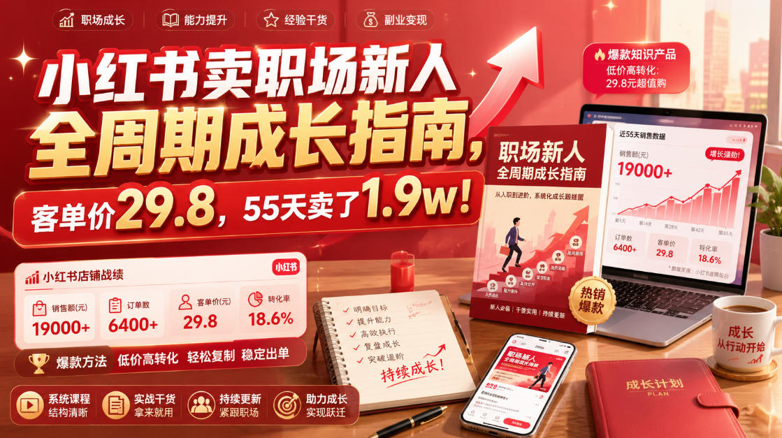小红书卖职场新人全周期成长指南，客单价29.8，55天卖了1.9w！-2ripyou