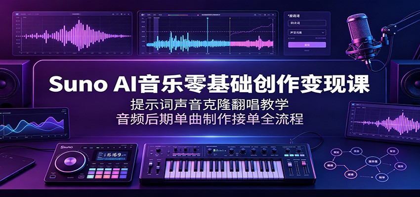 Suno AI音乐零基础创作变现课：提示词声音克隆翻唱教学，音频后期单曲制作接单全流程-2ripyou