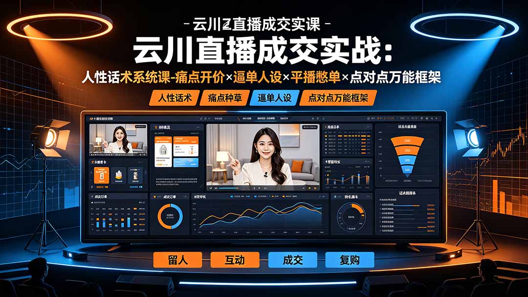 云川直播成交实战：人性话术系统课-痛点种草×塑品开价×逼单人设×平播憋单×点对点万能框架-2ripyou